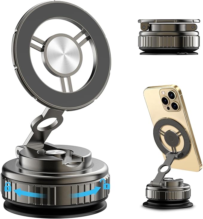 2026 New Vacuum Magnetic Phone Holder for Car, Magsafe Car Mount for Car/Gym/Mirror/Smooth Surface, Compatible with iPhone Android and All Smartphones(G518)