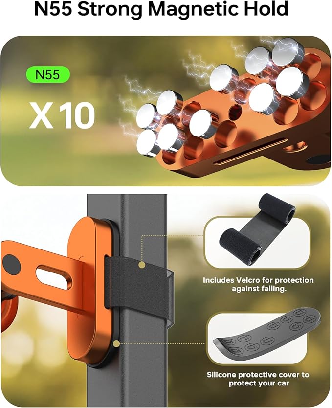 Magnetic Golf Cart Phone Holder Compatible with iPhone 12-17, Golf Accessories for Men, Photography-Friendly T-Shape Design Strong Magnetic Phone Caddy with 360° Adjustable Ball Head, Golf Gifts