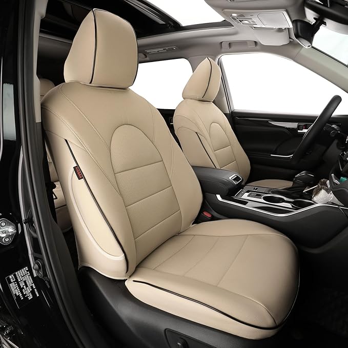 EKR Camry Seat Covers for Toyota Camry SE,XSE,SE Sport 2012-2017 (Not for Hybrid) Leather Car Seat Cover Full Set for Trucks SUV-Faux Leather ((Beige)