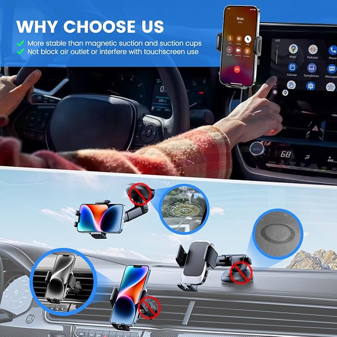 Car Phone Holder Compatible with Audi A4 2020-2025 /A5 2020-2025 /Q5 2021-2025 Auto Interior Accessories 10.1-Inch Screen Fixed Clip, Cell Phone Mount Hands-Free 360° Rotation Dash Mount