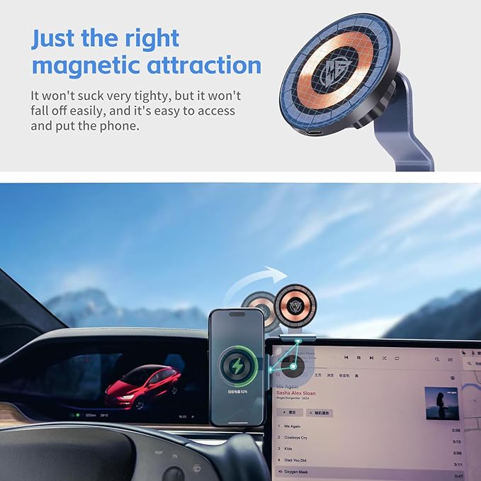 Phone Mount for Tesla Model 3Y Accessories 2024 2025,Touchscreen for Magsafe Magnetic Mobile Phone car Holder for iPhone 14/15/16 Pro Max Android Phones