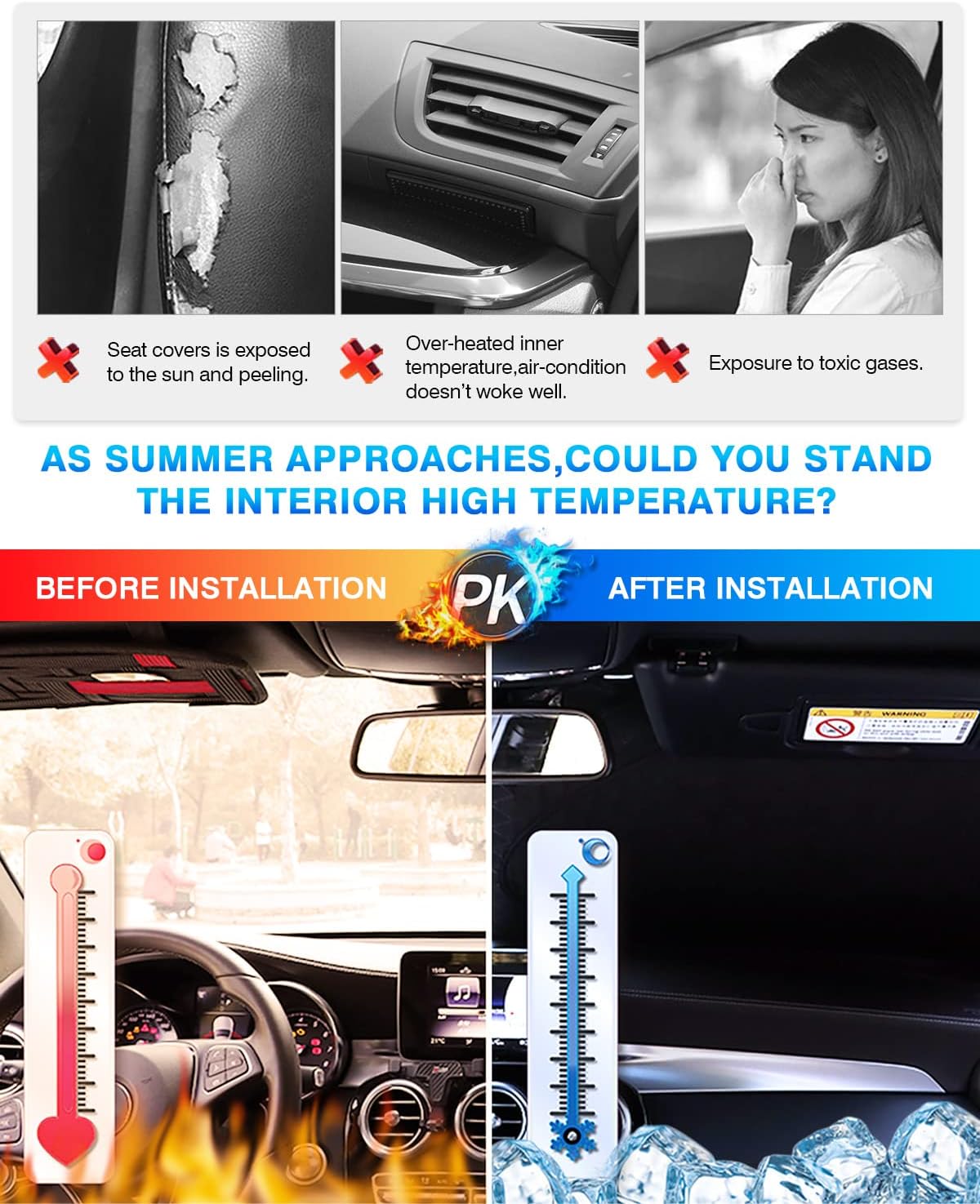 KUST Windshield Sun Shade for Kia K9/K900 2013–2018 Custom Fit Window Shade Sun Visor Cover Foldable Blocks UV Rays Keep Your Car Cooler