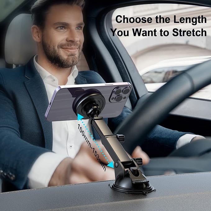 MAGJIEYX for MagSafe Car Mount Charger, Fast Charging 15W Wireless Magnetic Phone Holder [N55 Strong Magnets] Work for iPhone 17 16 15 14 Plus/Pro Max for Dashboard/Vent/Windshield Gary