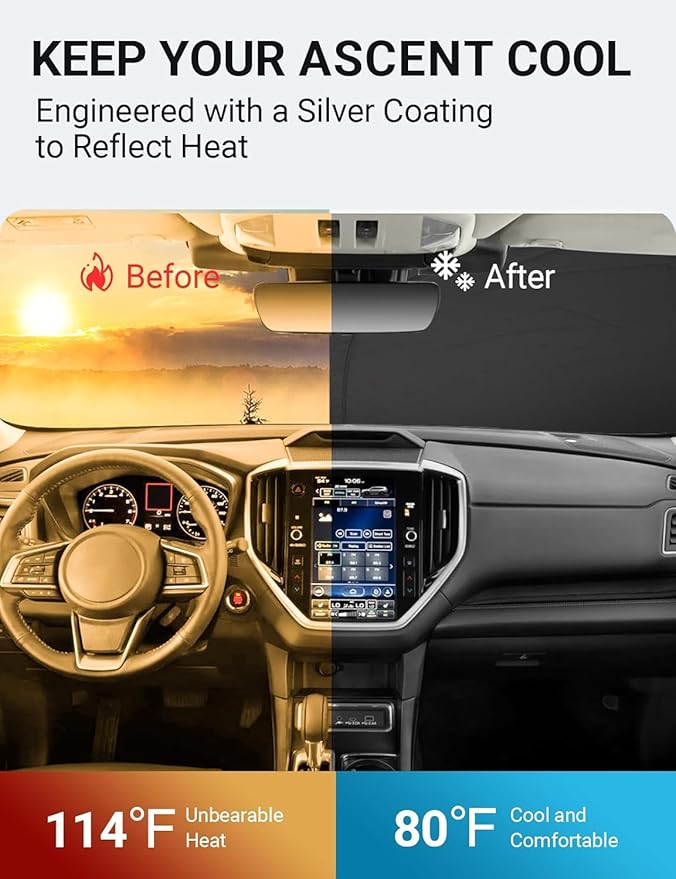 Proadsy 2026 Upgrade Windshield Sunshade Custom for 2019-2025 2026 Subaru Ascent 4-Layer Front Window Shade Reflective Heat UV Protector Foldable Sun Shade Visor Car Accessories