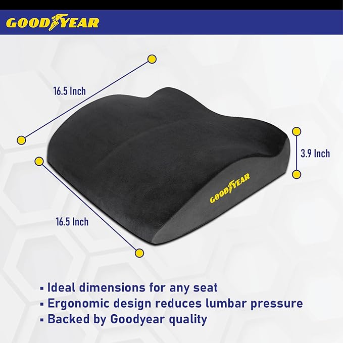 Goodyear Car Seat Cushion Curved Pillow - Seat Cushions for Office Chairs, Car Seat Back Support Pillow Tailbone Pain Relief Cushion