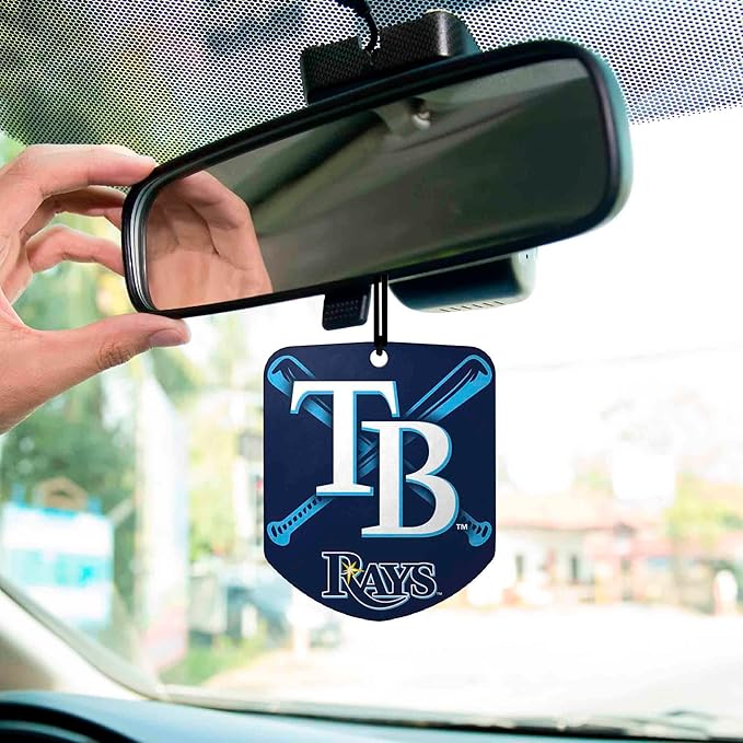 FANMATS 63169 MLB Tampa Bay Rays Hanging Car Air Freshener, 2 Pack, Black Ice Scent, Odor Eliminator, Shield Design with Team Logo
