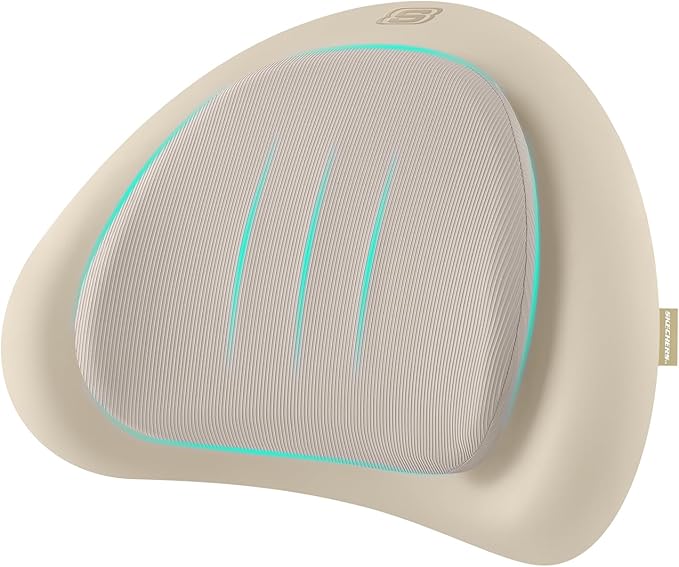 Skechers Lumbar Pillow Premium Memory Foam, Double-Layer-Office Chair Cushion for Tailbone Pain Relief,Butt Pillow for Office Chair,Car seat Cushion,Long Sitting Office Workers,and Car Drivers,Beige