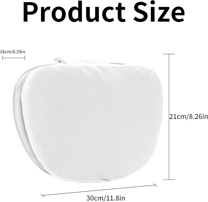 Car Headrest Pillow for Driving, Dual-Sided Leather Design Neck Pillow, Breathable Softness Neck Support, Universal Fit Head Rest Travel Pillow, White, 2 Pack