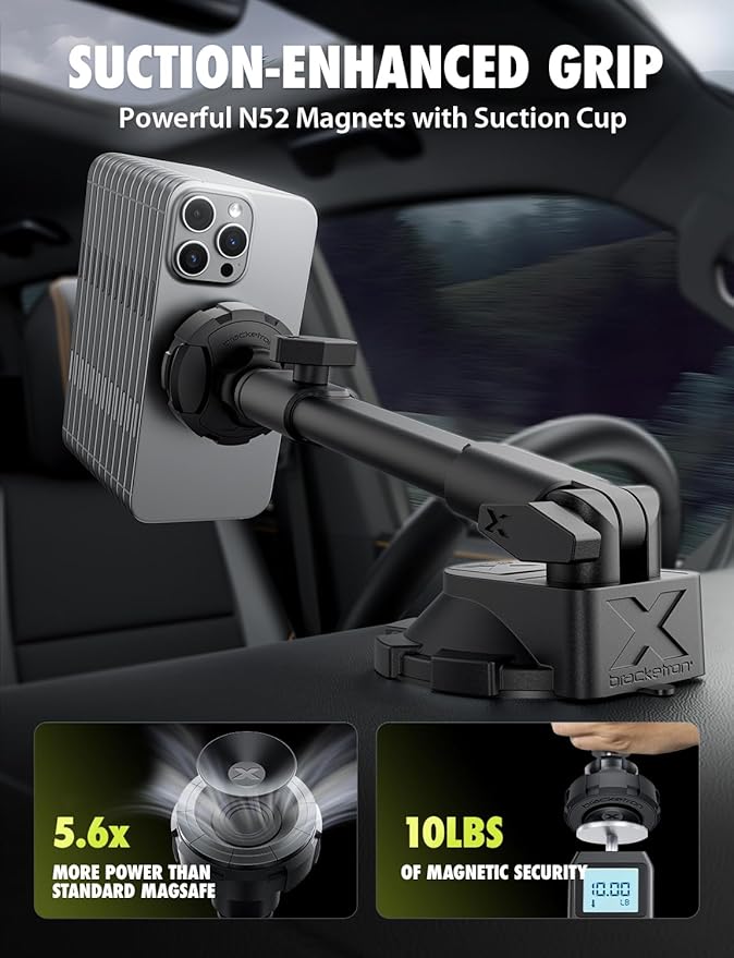 Bracketron MagAlign X Pro - Magsafe Car Phone Mount for Truck with Extended Reach Arm for Dashboard & Windshield - Magnetic Phone Holders for Your Car for iPhone 17 Pro Max 16 15 14 13 12 Plus