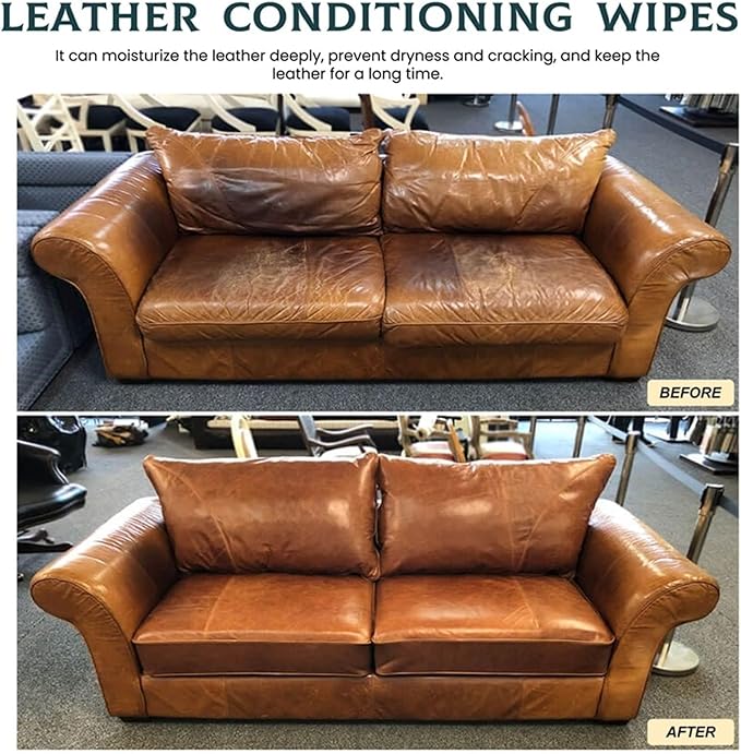 Leather & Wood Restoring Salve - 4oz Furniture Polish & Conditioner with Applicator Brush & Microfiber Towel, for Leather Couches, Car Seats, Wood Tables & Vinyl