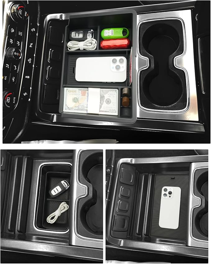 LFOTPP 3PCS Center Console Organizer for 2014-2018 Chevy Silverado/GMC Sierra 1500& 2015-2019 Silverado & Sierra 2500HD/3500HD Accessories- Full Console w/Bucket Seats Only