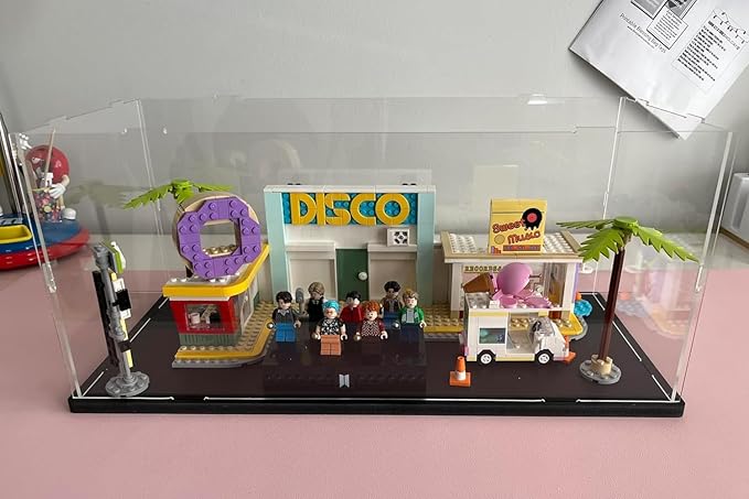 Choowin Acrylic Display Case for Lego Car Dodge Charger Batmobile Jazz Quartet - Thickened Clear Acrylic Display Box for Collectibles - Dustproof, Assemble, Black Base