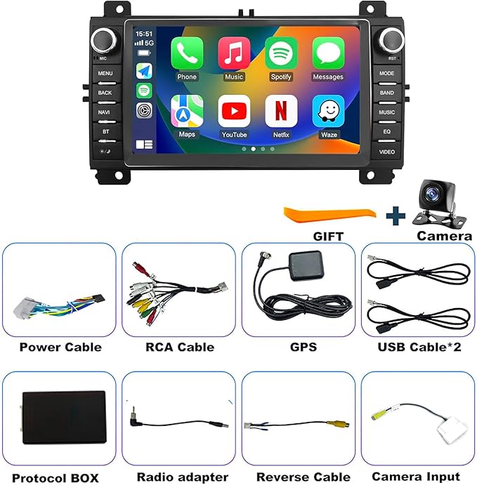 5GWiFi Upgrade Car Radio for Jeep Grand Cherokee 2011-2013, Dodge Durango 2011-2013, 7inch Touch Screen Stereo Headunit Wireless Carplay Android Auto GPS Navigation FM Camera Bluetooth RDS Mirror Link
