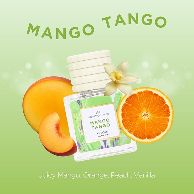Honestly Margo Mango Tango Car Diffuser Air Freshener (0.34 Fl Oz, Pack of 1) – Stylish Scent Diffuser with Perfume – Must-Have Essentials for Women, Car Fresheners Long Lasting for a Fresh Drive