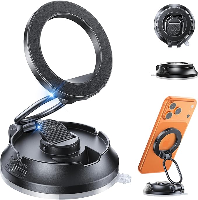 SUPERONE Car Phone Holder for Magsafe [78+LBS Strongest Suction & 2800gf Magnetic] 360° Adjustable Magnetic Car Mount, Foldable Cell Phone Holders for Your Car for iPhone 17 16 15 14 13 12 Series