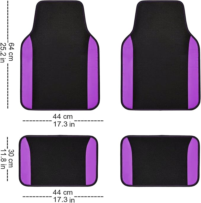 Flying Banner Car Seat Covers Front Seats Rear Bench Polyester car seat Protectors Easy installations Rear Bench Split Classic Man Lady Truck (Full Set - Low Back - Combo Pack, Black Purple)