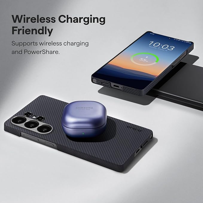 pitaka for S25 Ultra Case 6.9 Inch, Compatible with MagSafe, Slim & Light Samsung Galaxy S25 Ultra Case, 600D Aramid Fiber Made [Ultra-Slim Case - Black/Gray]