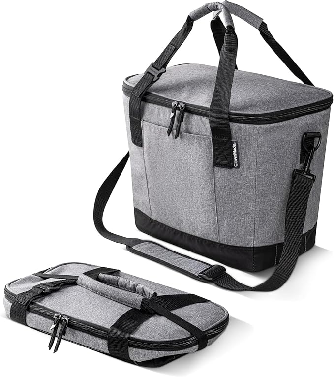 CleverMade Collapsible Insulated Cooler Bag – Leakproof Soft Cooler for Beach, Travel, Car – Bottle Opener