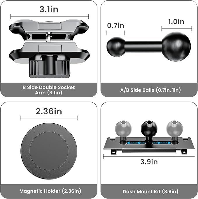 Metal Magnetic Phone Mount for 2013-2018 RAM 1500/2500/3500 & 2019+ RAM Classic, OEM Holes Screws Install Super Stable for Off Road Bumpy Road Dodge 1500 Phone Holder Cool Ram Accessory
