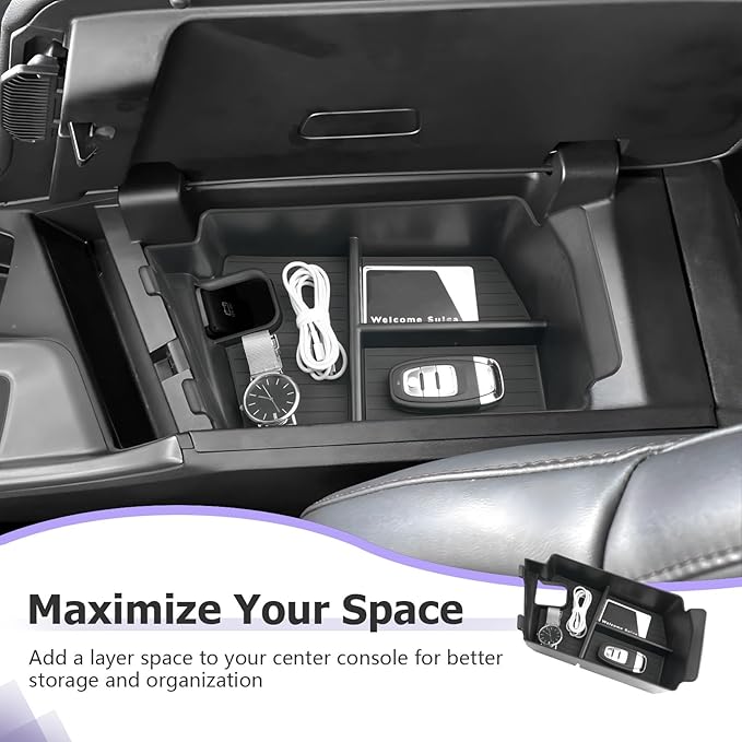 LUWU 2024-2026 Charger Daytona Center Console Organizer for 2024 2025 2026 Charger Daytona R/T Scat Pack Accessories OEM Fit Armrest Console Storage Box Insert Tray Durable ABS Material Black
