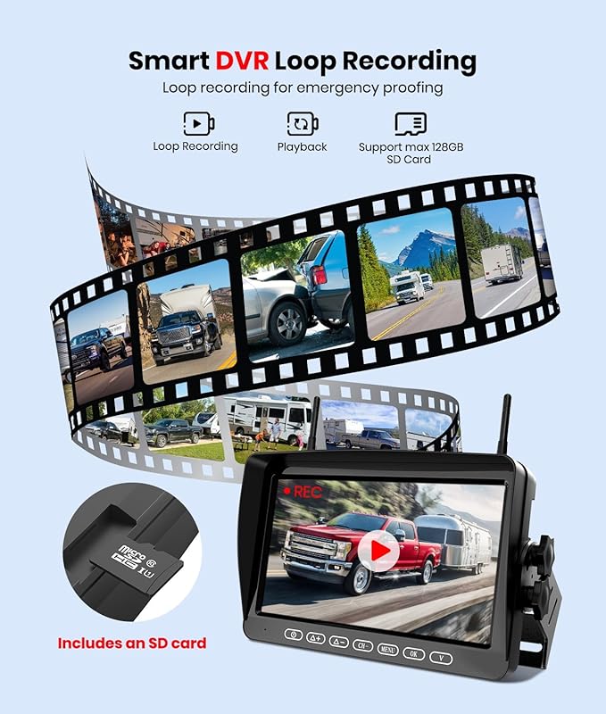 RV Backup Camera for Furrion pre-Wired System Pre-Wired:7" HD 1080P Video Recording Split Screen Rear View Camera,170°Wide Angle with IR Night Vision Back up Camera for RVs Campers and Trailers