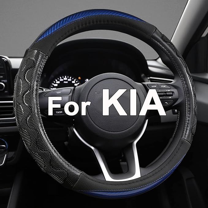 GIANT PANDA Steering Wheel Cover for Kia Soul,Sportage,Forte,Optima,Telluride(3D Honeycomb-Blue-Standard Size)
