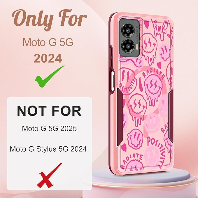 for Moto G 5G 2024 Case - Compatible with MagSafe Women Girls Cute Magnetic Protective Phone Cover Girly Kawaii Pretty Fashion Heavy Duty Shockproof Design for Motorola Moto G 5G 2024 Cases
