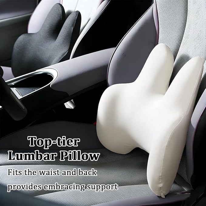 Lumbar Support Pillow for Car, Memory Foam Ergonomic Vehicle Seat Back Support Pillow for Driving, Automotive Interior Pain Relief Back Pillow, Universal for SUV RV Lorry