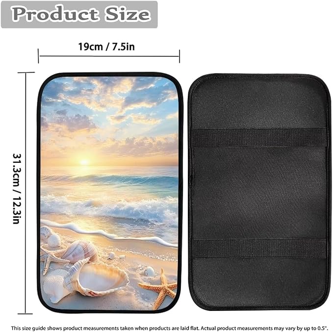 Sea Shell Car Armrest Pads Car Armrest Cushion Arm Rest Covering Car Middle Console Covers Non Slip Universal Fit for Truck Auto SUV Car Accessories