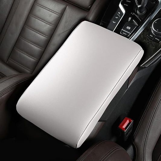 Car Armrest Cover Pad for Hyundai Santa FE 2021 2022 2023 2024 2025 Premium Leather Center Console Armrest Cushion Pad Anti-Scratch Waterproof Auto Interior Accessories White Style