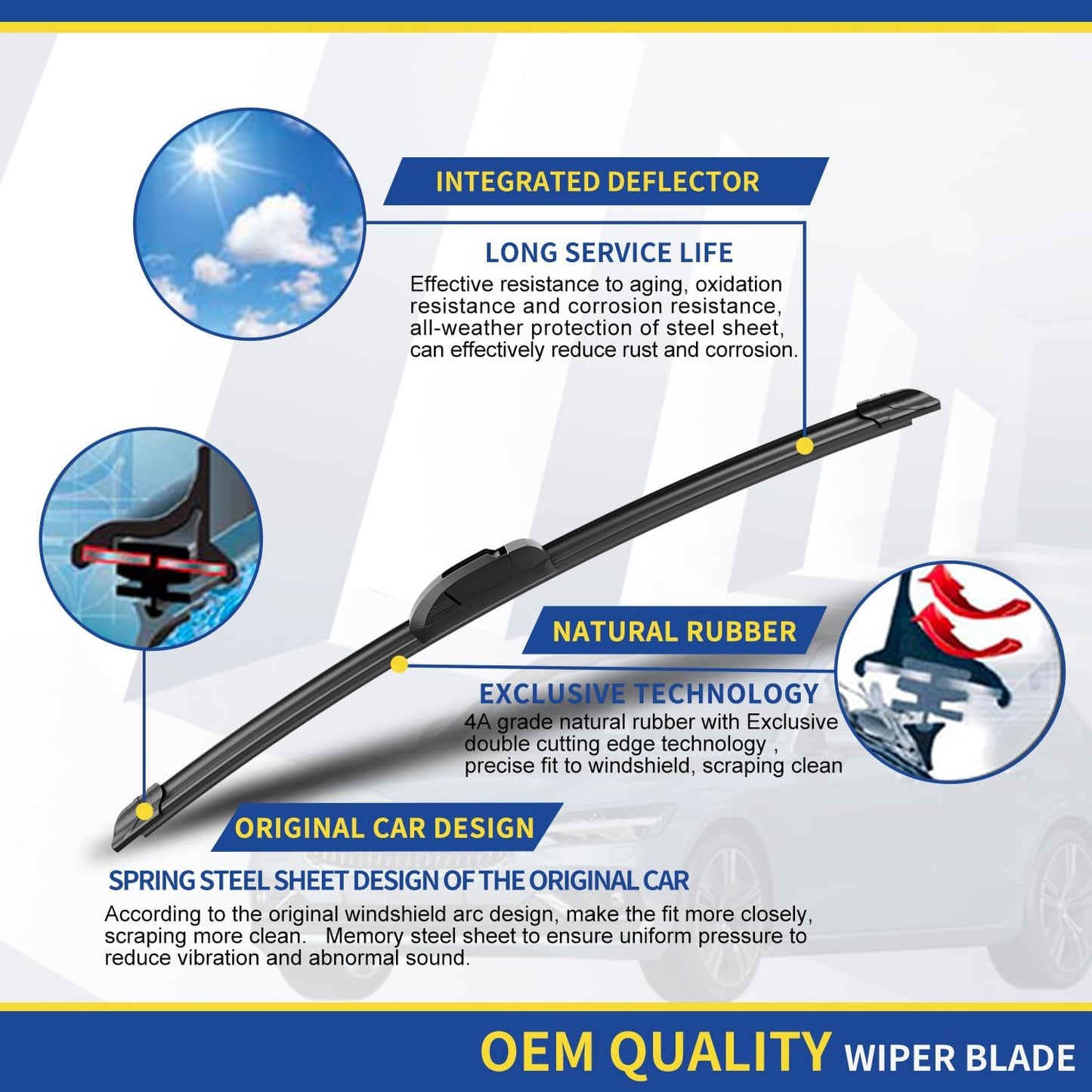 3 Wipers Factory Replacement For Chrysler Town & Country 2008-2016,Dodge Grand Carava 2008-2019 2020 Original Equipment Windshield Wiper Blades Set 26"+20"+16" (Set of 3) U/J HOOK