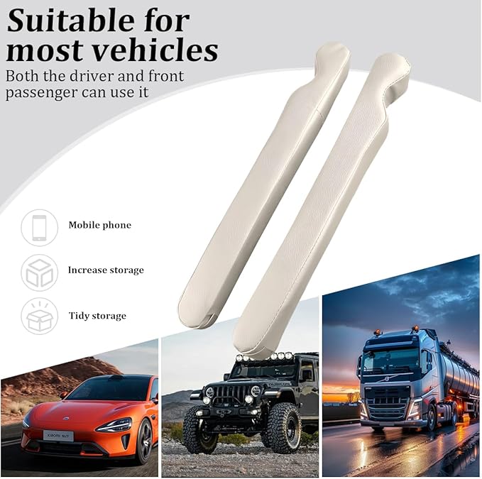 2PCS Car Seat Gap Filler, Microfiber Leather Vehicle Seat Crevice Plug Blocker to Stop Things from Dropping, No-Drop Automotive Gap Guard Stopper, Universal for Vehicles (Beige)