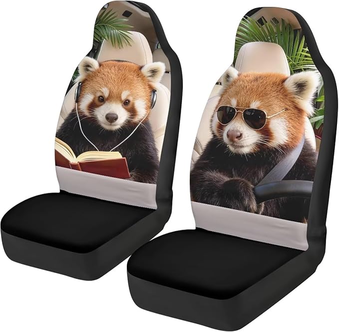 Red Panda Car Front Seat Covers 2 Pcs Cute Nonslip Car Seat Covers Front Seats Only Easy to Install and Clean Cars Accessories Universal Fit for Most Cars,SUVs,Sedans