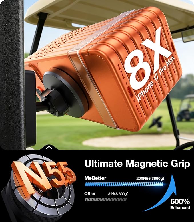 [Military-Grade &28 Powerful Magnets Magnetic Golf Cart Phone Holder for All Phones, 360°Rotation, Golf Cart Accessory for EZGO, Club Car, Yamaha, Best Gift for Men Golfe,Dad Father,Husband