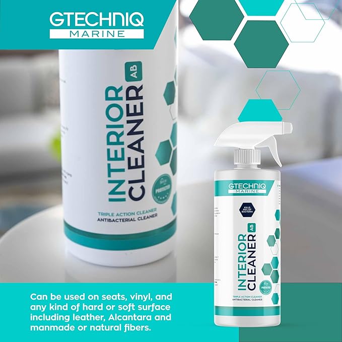 Gtechniq Marine Interior Cleaner for Boats, 17 fl oz | Effectively Removes and Repels Dirt and Grease, Traps and Absorbs Odors, Use on Any Hard or Soft Surface Including Leather, Alcantara and More