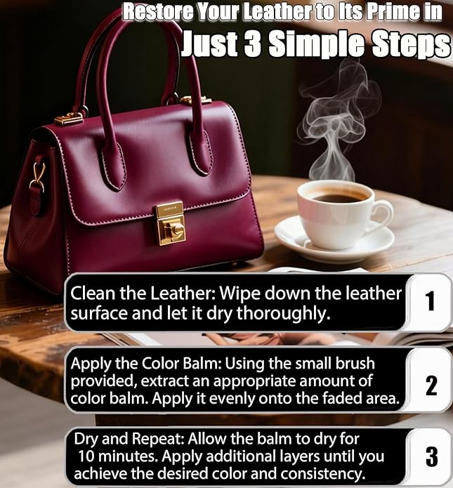 Leather Recoloring Balm, Leather & Vinyl Color Restorer Conditioner – Repairs Faded & Scratched Leather Color