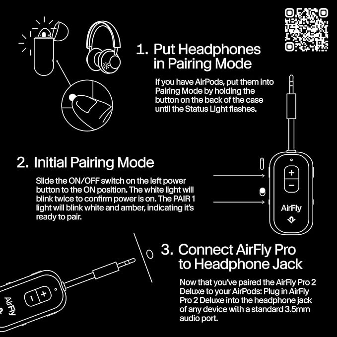Twelve South AirFly Pro | Bluetooth Wireless Transmitter/Receiver Adapter for 2 Headphones, Audio Sharing, Compatible with 3.5mm aux Jack for Airplanes, TV, Gym, Stereo, and Travel, Gold