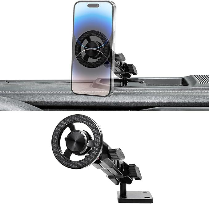 Magnetic Phone Mount Holder for 2024-2026 Jeep Wrangler JL 4XE Gladiator JT, for Magsafe iPhone 12-17 Series Accessories, 360° Adjustable, One-Hand, Off-Road Stable, No Darill Easy to Install