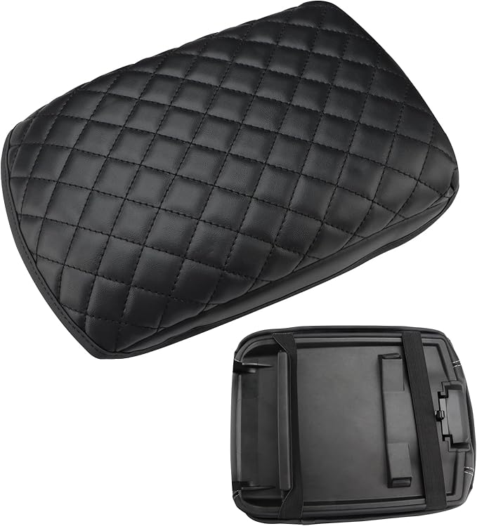 INTGET Center Console Cover for 2026 Jeep Grand Cherokee Accessories 2022 2023 2024 2025/Grand Cherokee L 2021-2026 Car Armrest Arm Rest Box Lid Pad Dog Seat Cover Protector(Black with Cushion)