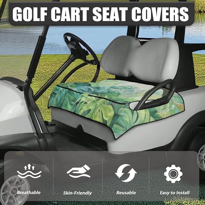 Biyejit Golf Cart Seat Covers with 4 Pockets Golf Cart Seat Towel Blanket Fits 2-Seat Golf Carts, Golf Cart Accessories