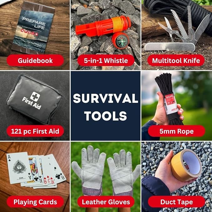 Emergency Zone 2 & 4 Person 72 Hour Survival Kit | Bug Out Bag with Food, Water, First Aid, Emergency Shelter, Survival Gear - Disaster Preparedness Go Bag for Earthquake, Hurricane, Car, Home