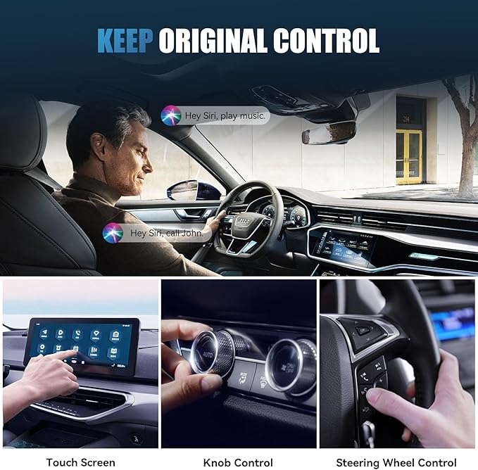 Wireless CarPlay Adapter for iPhone, Convert Wired to Wireless CarPlay, Plug & Play for OEM Systems 2015+, Instant Connection & Siri Control (iOS 10+ Android 11 Compatible) (1.57 in)