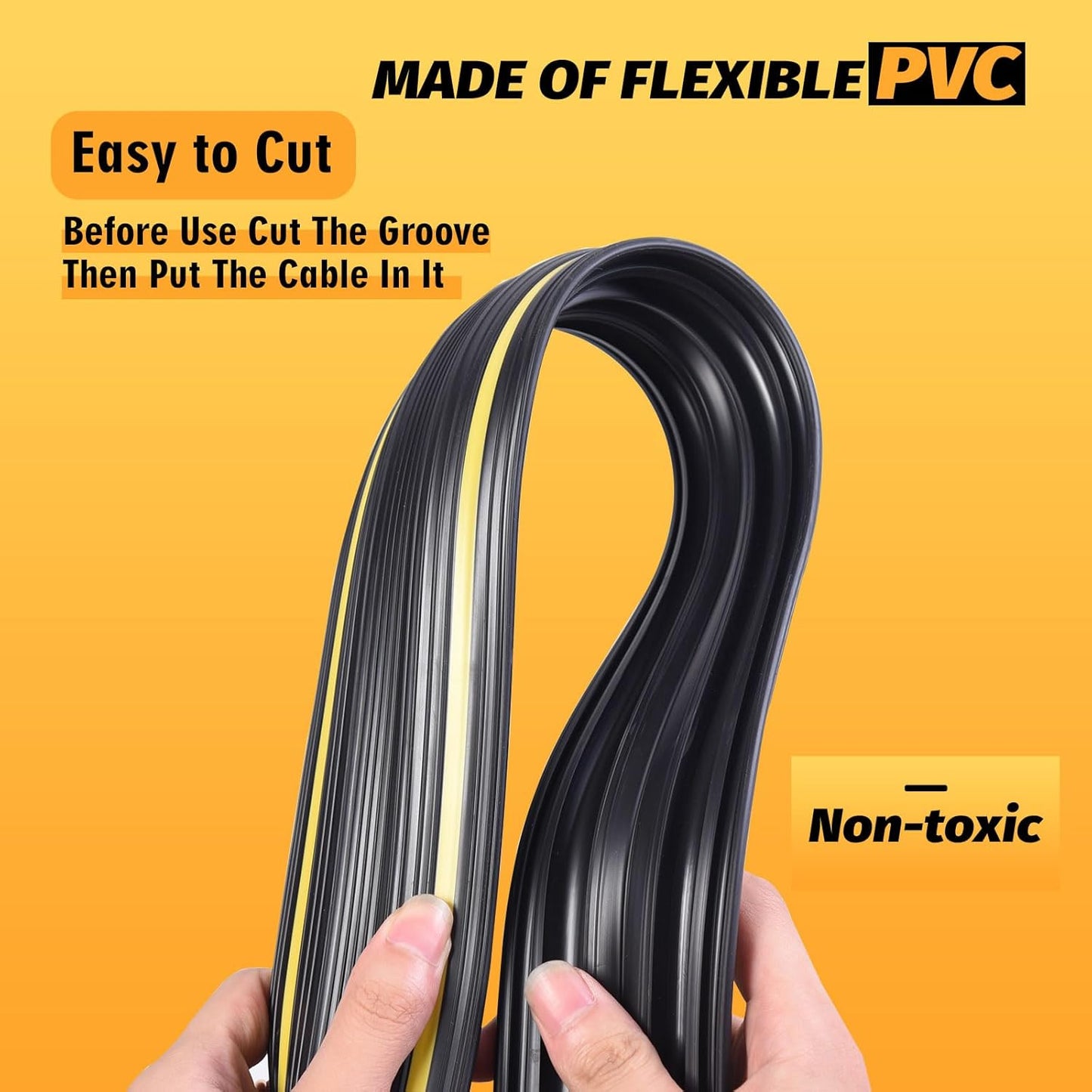 10FT Cord Cover, Flexible Floor Cable Cover, Cord Hider to Organize and Protect Wire, Wire Covers for Home and Office (10ft, 5 Channel)
