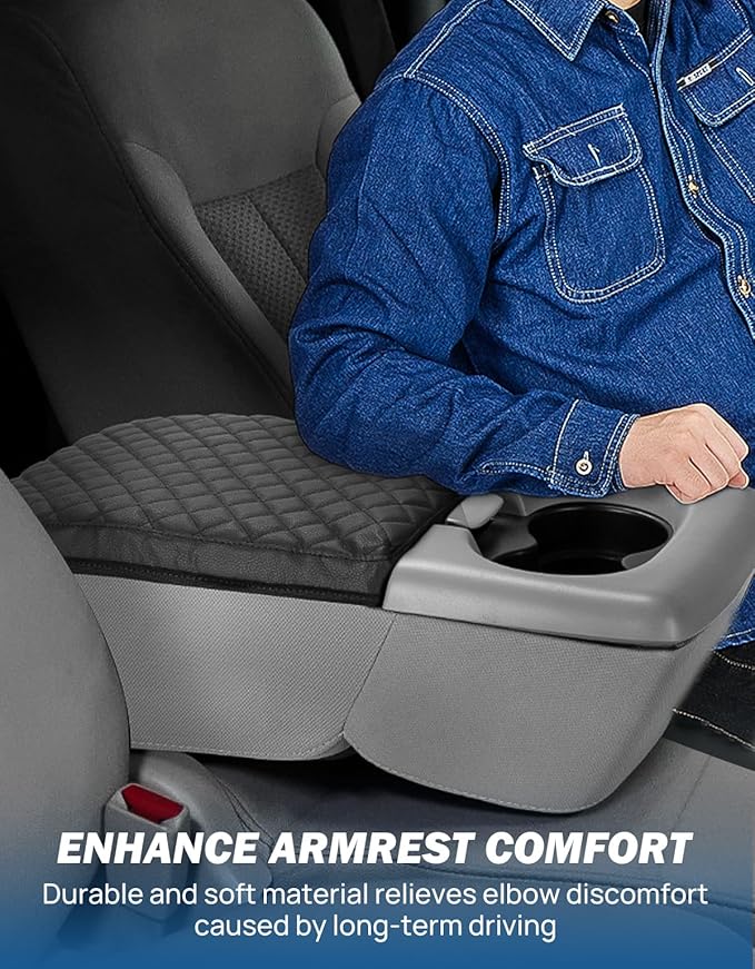 JOYTUTUS Center Console Cover Compatible with 2004-2010 Ford F150 with 40/20/40 Jump Seat, Leather Armrest Cover Center Console Cushion (Jump Seat Only)