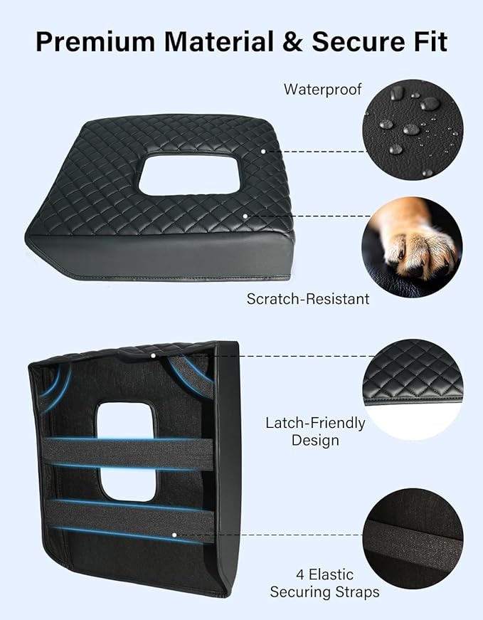 Center Console Armrest Cover for 2014-2021 Toyota Tundra, PU Leather Middle Console Lid Protector Arm Rest Cushion Anti-Scratch Thick Pad, Black
