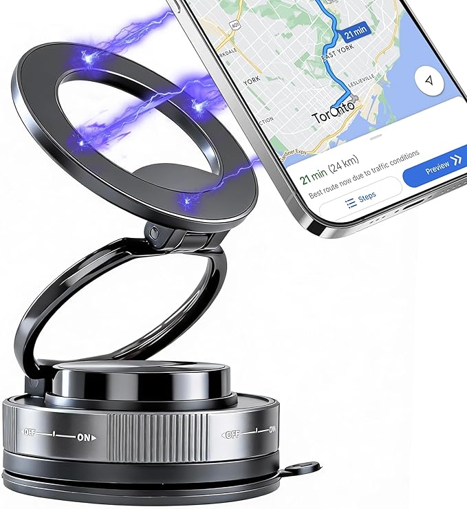 Car Phone Holder [120LBS Strongest Suction 2800gf Magnetic], 360° Adjustable for Magsafe Car Mount, Car Phone Mount for Cars/Gyms/Mirrors/Shower Stalls, Compatible with iPhone and Android Devices (3)