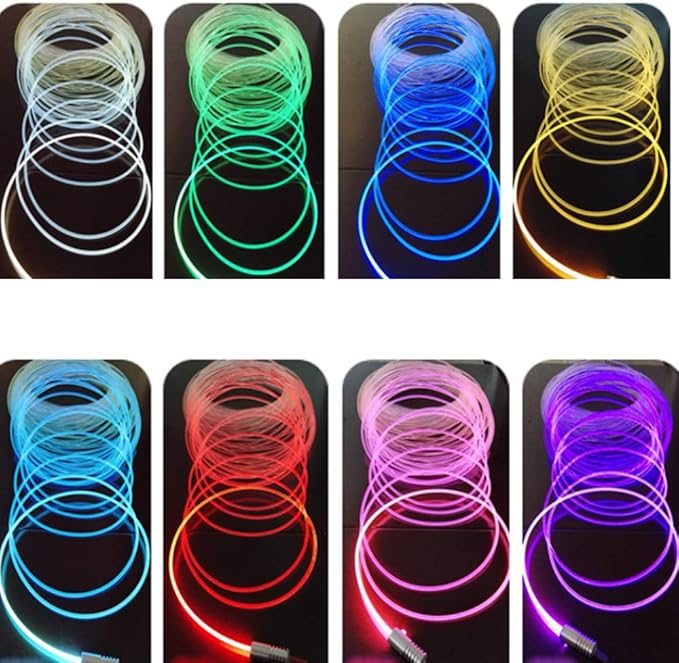 3mm 5meters/16ft PMMA Optic Fiber Cable Side Glow with 12V 1.5W LED Aluminum Illuminator Light Source for Home Car DIY (Cool Blue)