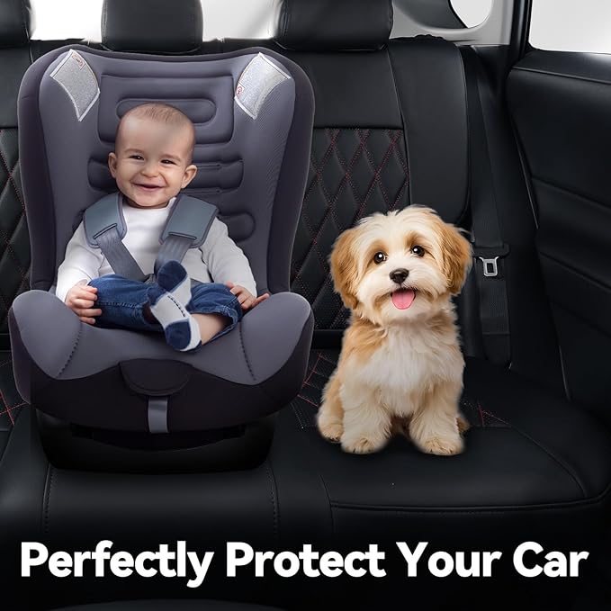 coverdream RAV4 Seat Covers Custom Fit for 2019-2024 2025 Toyota RAV4 LE,XLE,XLE Premium,Limited SUV Seat Cushion,Luxury Waterproof Leather Car Seat Protector (Full Set,Red/Black)