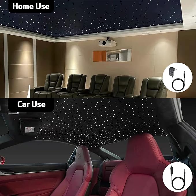 AMKI 16W Fiber Optic Lights,Starlight Headliner Light Kit APP/Remote Control Sound Activated Mode for Car&Home Decoration,Optical Fiber Cable Strands 0.75mm/0.03in 6.5ft/2m 150pcs