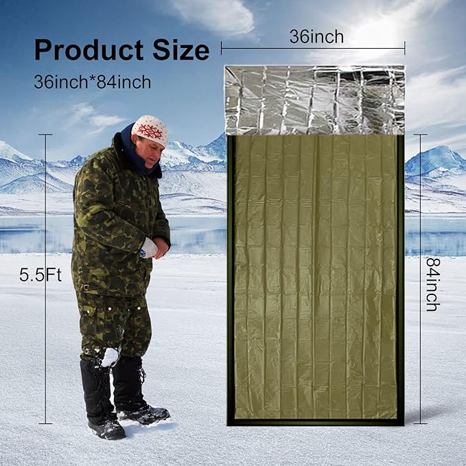 Emergency Sleeping Bag Survival Bag 3 Pack | Thermal Waterproof Mylar Bivy Sack for Adults | Portable Emergency Sleeping Bags for Survival, Extreme Cold, Camping, Hiking, and Outdoor Emergency Gear
